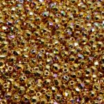 Round Faceted Fire Polished Czech Beads - Real 24K Gold Plated Ab Half - 3mm