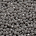 Round Faceted Fire Polished Czech Beads - Opaque Gray Grey - 3mm