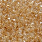 Round Faceted Fire Polished Czech Beads - Crystal Yellow Orange Luster - 4mm