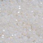 Round Faceted Fire Polished Czech Beads - White Opal Moonstone - 4mm