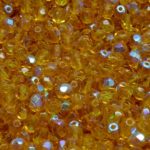Round Faceted Fire Polished Czech Beads - Crystal Light Topaz Yellow Clear Ab Half - 4mm