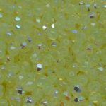 Round Faceted Fire Polished Czech Beads - Crystal Neon UV Active Lemon Yellow Citrine Clear Ab Half - 4mm