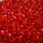 Round Faceted Fire Polished Czech Beads - Crystal Light Ruby Red Clear - 4mm