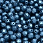 Round Faceted Fire Polished Czech Beads - Pastel Pearl Navy Blue - 6mm