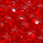 Round Faceted Fire Polished Czech Beads - Crystal Ruby Red Clear - 10mm