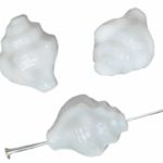 Murex Shell Sea Czech Beads - Shine Luster White - 15mm x 12mm