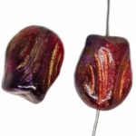 Tulip Flower Czech Bulk Wholesale For Jewelry Making Beads - Crystal Alaska Pink Purple Gold Patina - 09mm x 07mm