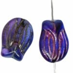 Tulip Flower Czech Bulk Wholesale For Jewelry Making Beads - Crystal Alaska Pink Blue Purple Pink Patina - 16mm x 11mm