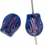 Tulip Flower Czech Bulk Wholesale For Jewelry Making Beads - Crystal Dark Blue Pink Patina - 09mm x 07mm