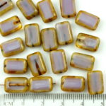 Rectangle Table Cut Flat Czech Beads - Picasso Brown Crystal Blue Moonstone Moonlight Opal - 12mm
