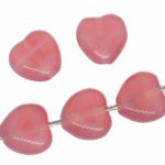 Heart Shaped Small Czech Beads - Pink Opal - 08mm x 08mm