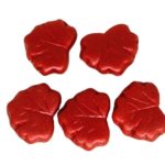 Maple Carved Czech Beads - Matte Lava Red Metallic Maple - 11mm x 13mm
