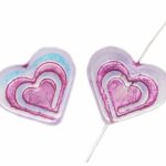 Valentines Wedding Heart In Czech Beads - Opal Pink Marea Gold Purple Valentine Pink Patina Ab - 14mm x 16mm