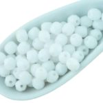 Round Faceted Fire Polished Czech Beads - Opaque Chalk White - 4mm