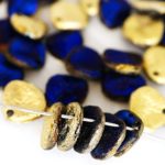 Flower Petal Czech Beads - California Gold Blue - 8mm
