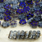 Forget-Me-Not Flower Czech Small Flat Beads - Crystal Sapphire Blue Azure Half Luster - 5mm