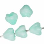 Bell Flower Caps Czech Beads - Opaque Light Turquoise - 6mm x 8mm