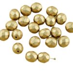Round Faceted Fire Polished Czech Beads - Matte Bronze Pale Gold - 8mm