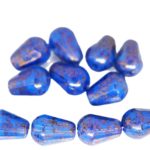 Faceted Firepolished Tear Drop Pear Teardrop Czech Beads - Crystal Royal Blue Sapphire Dark Picasso Purple Gold Luster Terracotta - 8mm x 6mm
