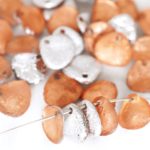 Flower Petal Czech Beads - Crystal Silver Copper Half - 8mm