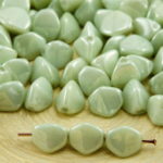 Pinch Czech Beads - Opaque Green Luster - 7mm