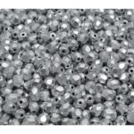 Round Faceted Fire Polished Czech Beads - Matte Silver - 5mm
