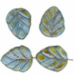 Mint Leaf Czech Beads - Matte Blue Brown Blue Patina - 10mm x 08mm