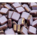 Square Flat Czech Beads - Opaque Silk Luster Valentine Purple - 10mm