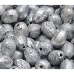 Teardrop Fruit Czech Beads - Silver Full Etched - 11mm x 9mm