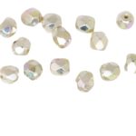 Round Faceted Fire Polished Czech Beads - Real Silver 925 Plated Ab Half - 4mm