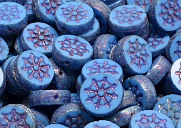 Flat Wheel Sea Coin Czech Beads