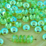 Disc Flat Disk One Hole Czech Beads - Crystal Olive Green Ab Half - 6mm