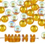 Disc Flat Disk One Hole Czech Beads - Crystal Yellow Ab Half - 6mm