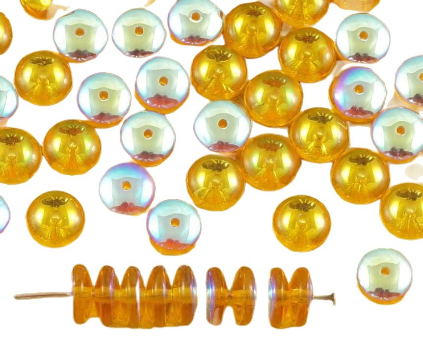 CzechMates Glass 6mm ColorTrends Saturated Metallic Ceylon Yellow 2-Hole  Tile Bead (50pc Strand)