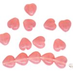 Heart Shaped Small Czech Beads - Crystal Rose Pink Opal - 6mm