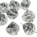 Oval Chunky Carved Hive Czech Beads - Crystal Clear - 18mm