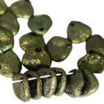Flower Petal Czech Beads - Metallic Green Luster - 8mm
