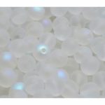 Round Czech Beads - Matte Crystal White Ab Frosted - 8mm