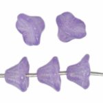 Bell Flower Caps Czech Beads - Matte Crystal Shine Lilac Purple - 07mm x 05mm