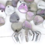Flower Petal Czech Beads - Crystal Metallic Silver Purple Dichroic Vitrail Light - 8mm