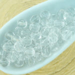 Round Faceted Fire Polished Czech Beads - Crystal Clear - 4mm