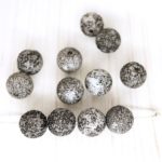 Round Czech Beads - Opaque White Black Wash Striped - 8mm
