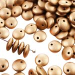 Lentil Czech Flat Round One Hole Beads - Matte Metallic Bronze Pale Gold - 6mm