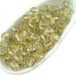 Round Faceted Fire Polished Czech Beads - Crystal Gold Lined - 4mm
