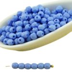Round Faceted Fire Polished Czech Beads - Sapphire Blue Silk Matte - 0.3x0.3x0.3cm