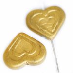 Valentines Wedding Heart In Czech Beads - Matte Gold - 14mm x 16mm