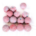 Round Czech Beads - Coral Red Turquoise Blue Wash - 8mm