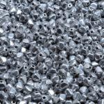 Faceted Bicone Pyramid Becone Czech Beads - Metallic Silver - 4mm