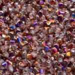 Faceted Bicone Pyramid Becone Czech Beads - Crystal Iris Purple Metallic Half - 4mm