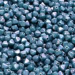 Faceted Bicone Pyramid Becone Czech Beads - Opaque Turquoise Green Nebula Purple - 4mm